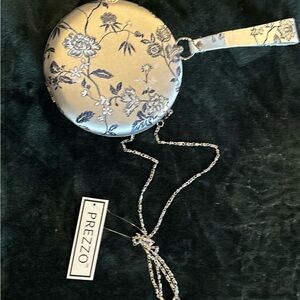 Prezzo Floral Blue and Silver Wristlet Clutch